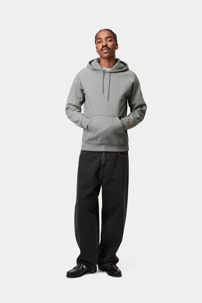 Carhartt Hooded Chase Sweatshirt - Grey Heather / Gold