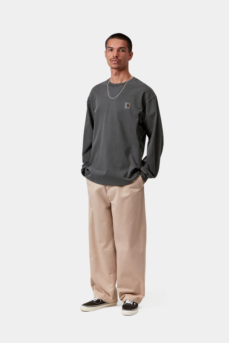 Carhartt L/S Nelson T-Shirt - Black, Garment dyed
