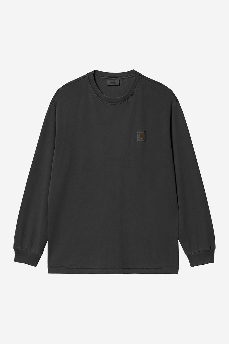 Carhartt L/S Nelson T-Shirt - Black, Garment dyed