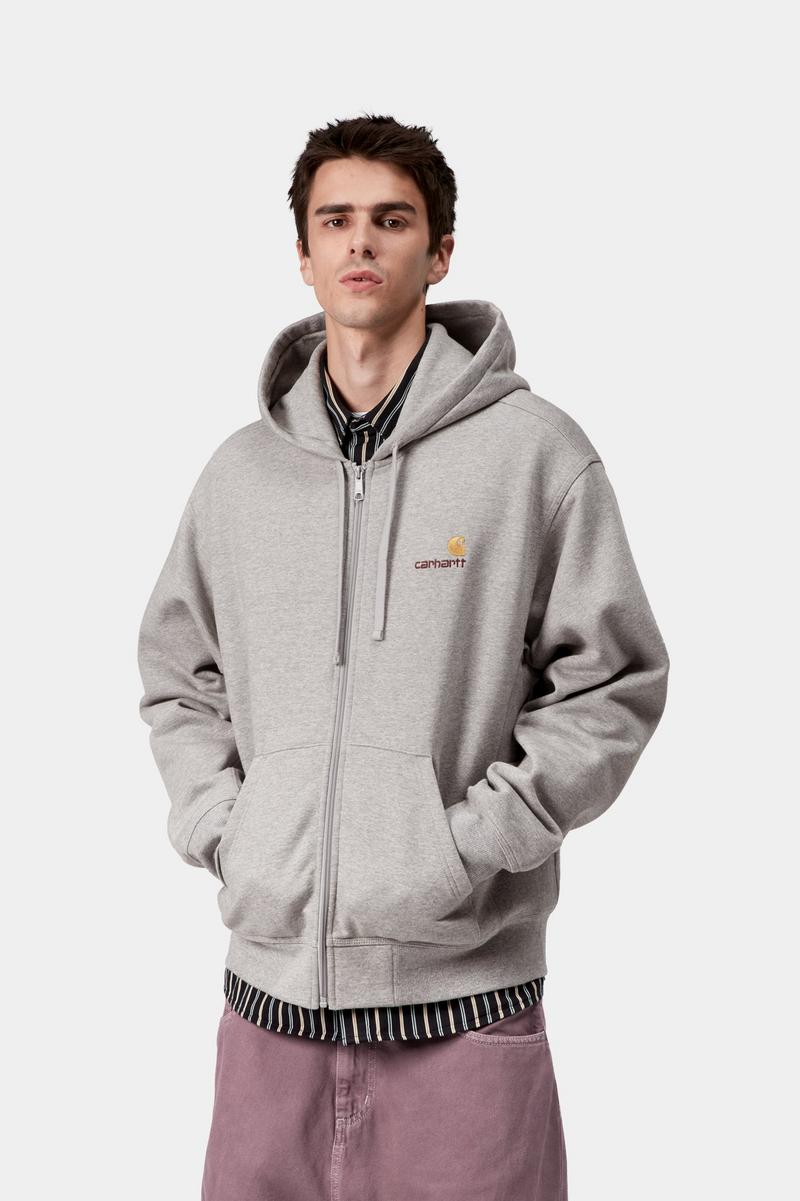 Carhartt Hooded American Script Jacket - Grey Heather