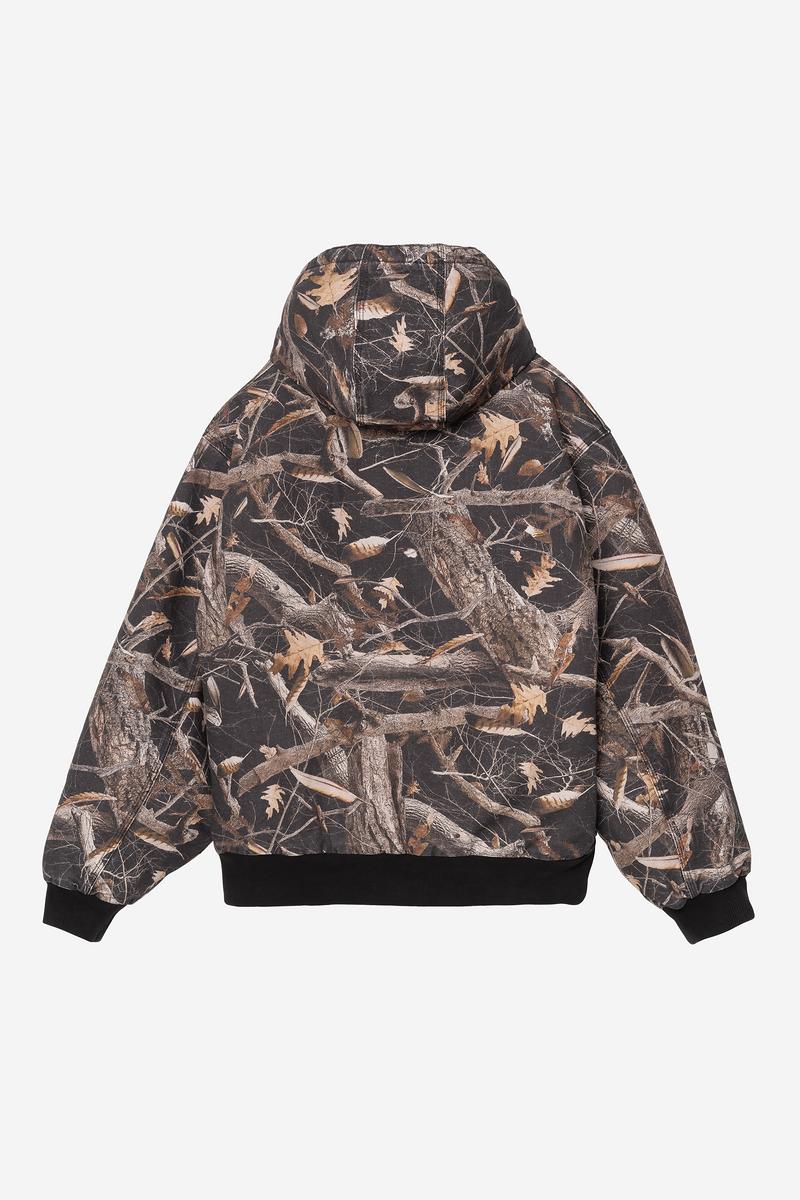 Carhartt OG Active Jacket - Camo Feather Tree, Black, Heavy stone wash