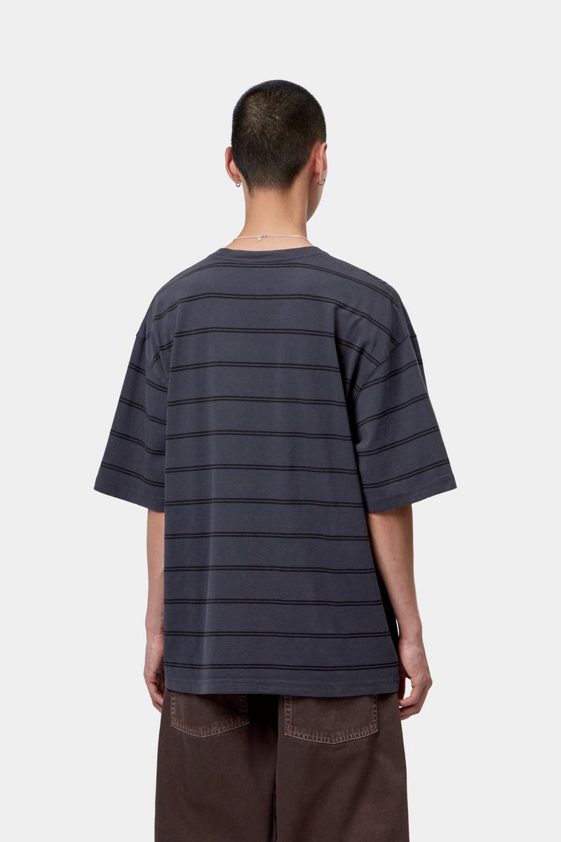 Carhartt S/S Cardona Pocket T-Shirt - Cardona Stripe, Natural / Dark Navy, Garment dyed