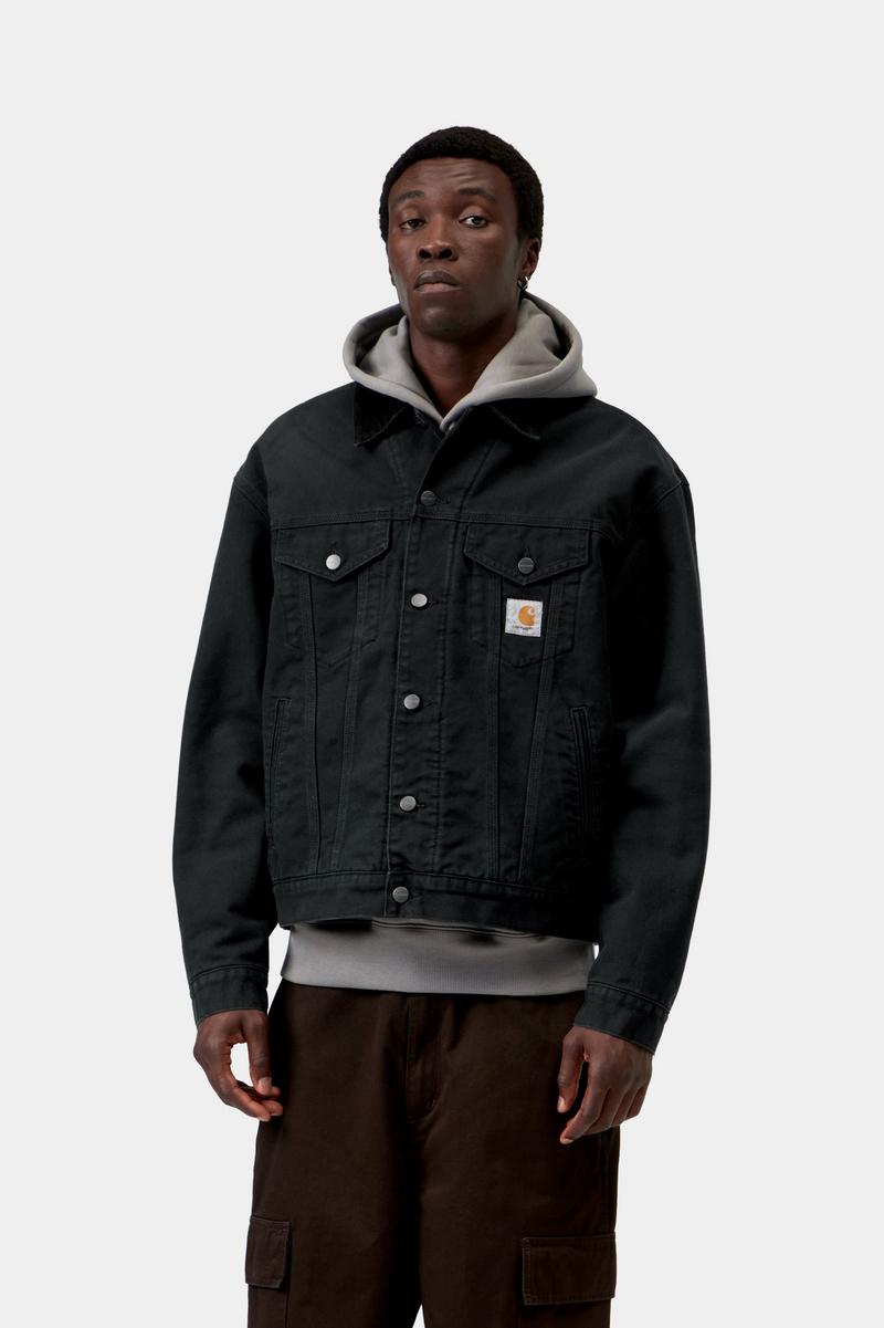Carhartt OG Trucker Jacket - Black / Black, Stone canvas