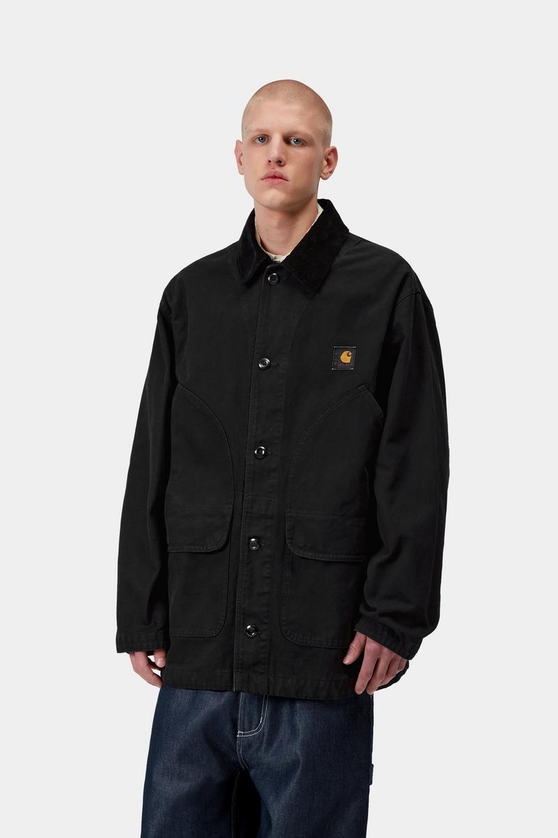 Carhartt Prescott Coat - Black / Black, Garment dyed