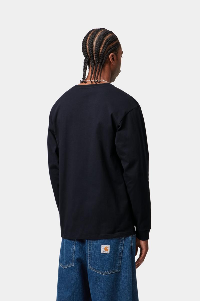 Carhartt L/S Chase T-Shirt - Dark Navy / Gold