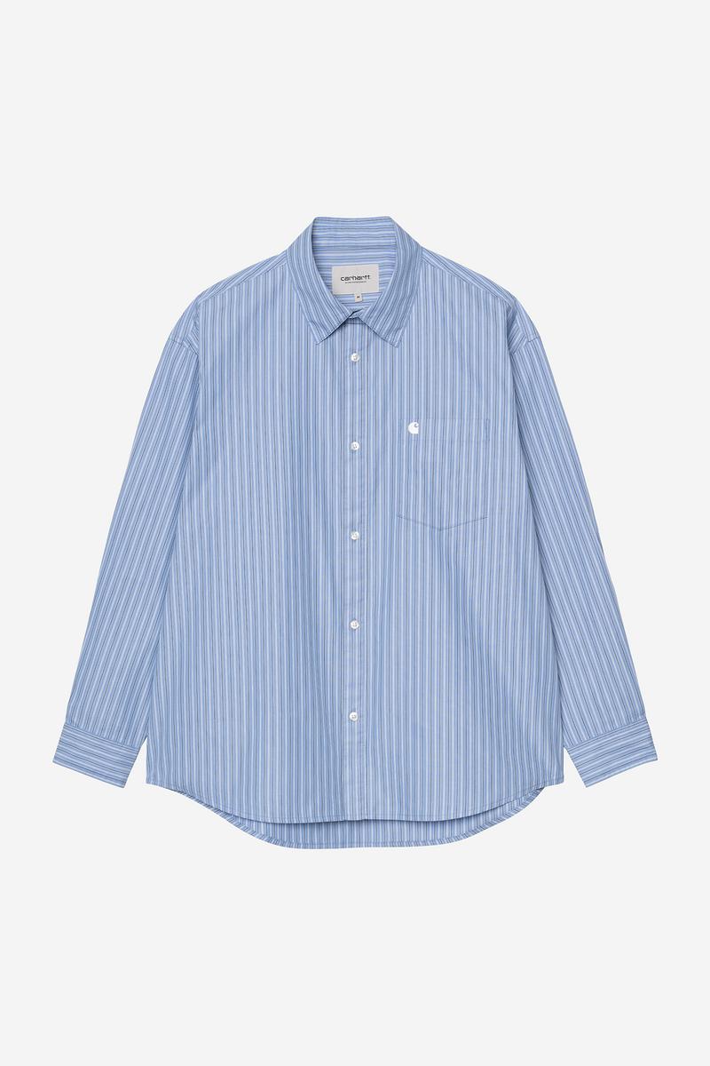 Carhartt L/S Keene Shirt - Keene Stripe, Curacao