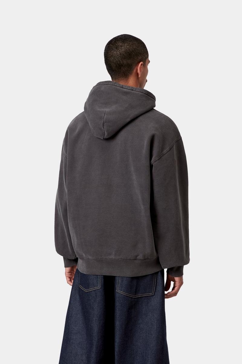 Carhartt Hooded Nelson Sweatshirt - Black, Garment dyed