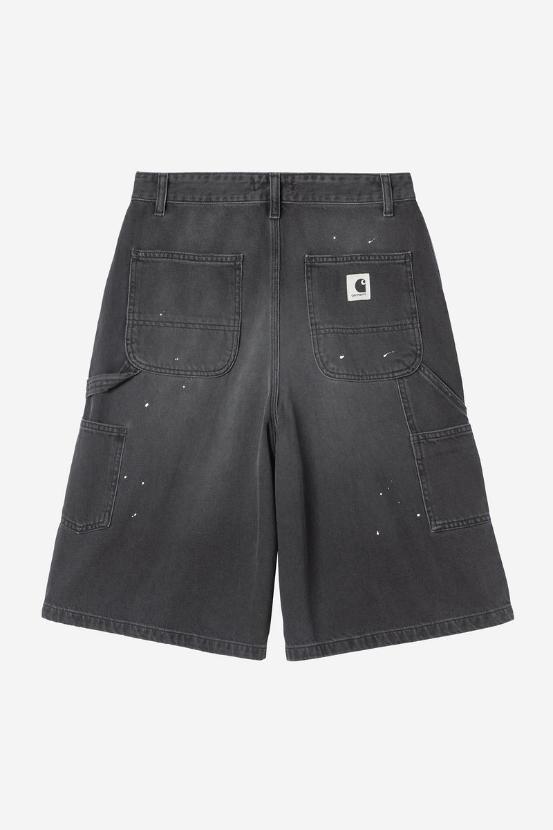 Carhartt Nixon Double Knee Short - Black, Destroy wash, splatter