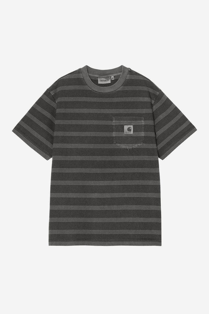 Carhartt S/S Hanson Pocket T-Shirt - Hanson W Stripe, Black, Garment dyed